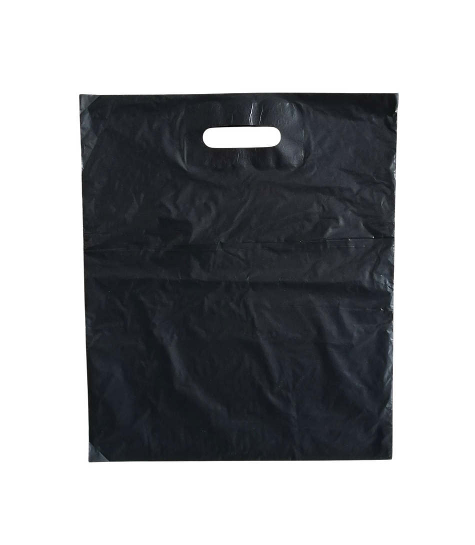 500 pcs 375mm x 450mm+75mm OBG Grey Punch Out Patch Handle Carrier Bag