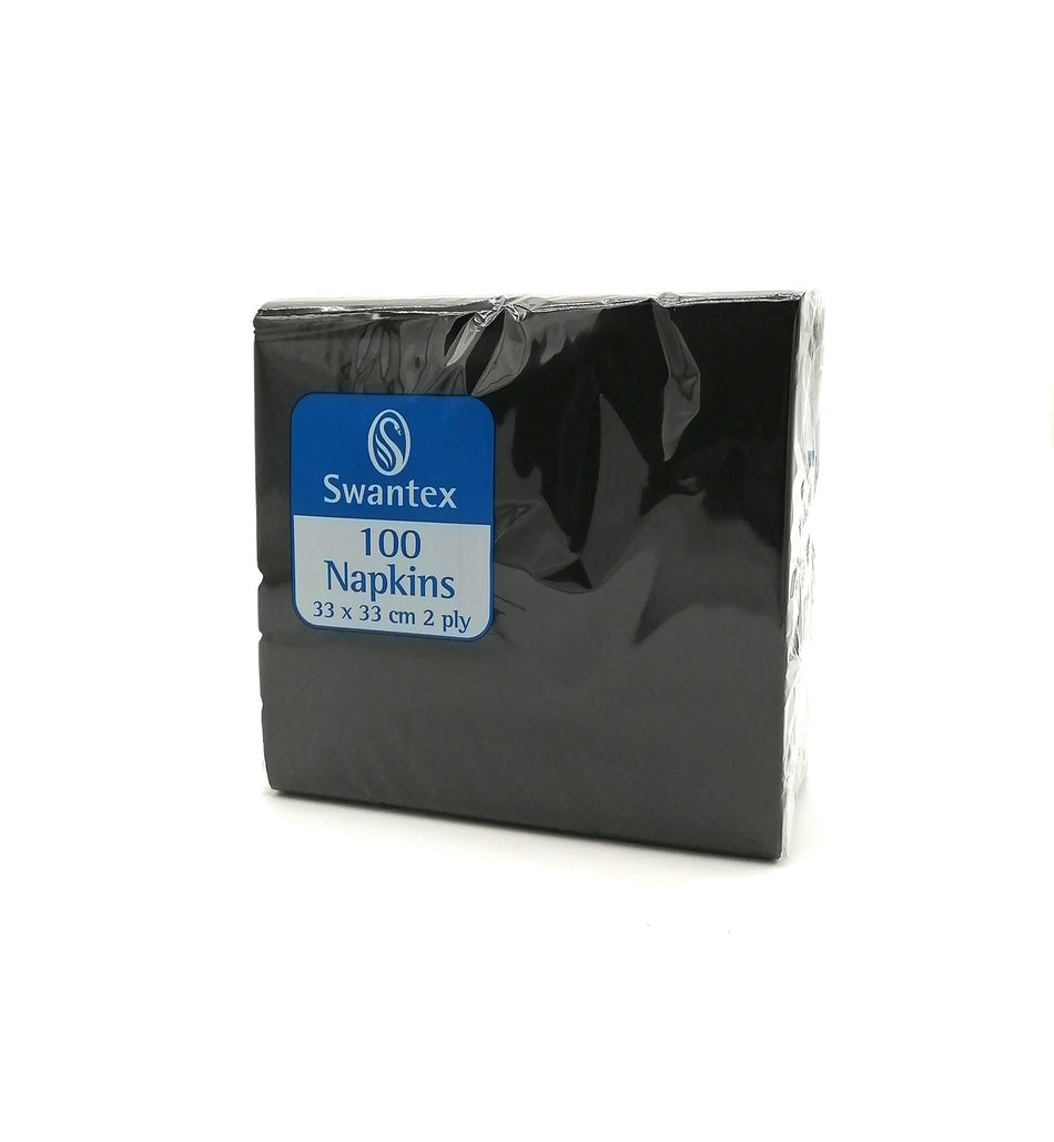 2000pcs Black 33 x 33cm 2 Ply Napkins (Swantex)