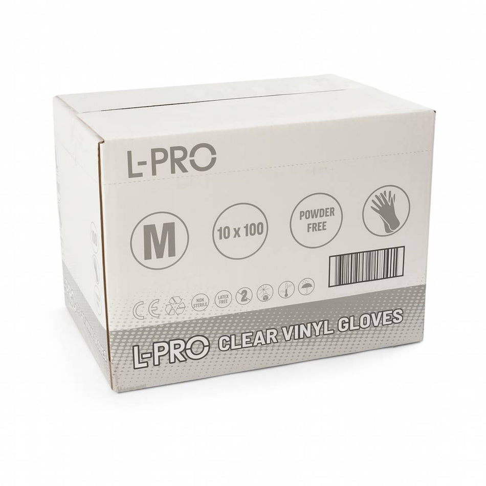 1000 pcs (10 Boxes) Medium Clear Vinyl Gloves Powder Free