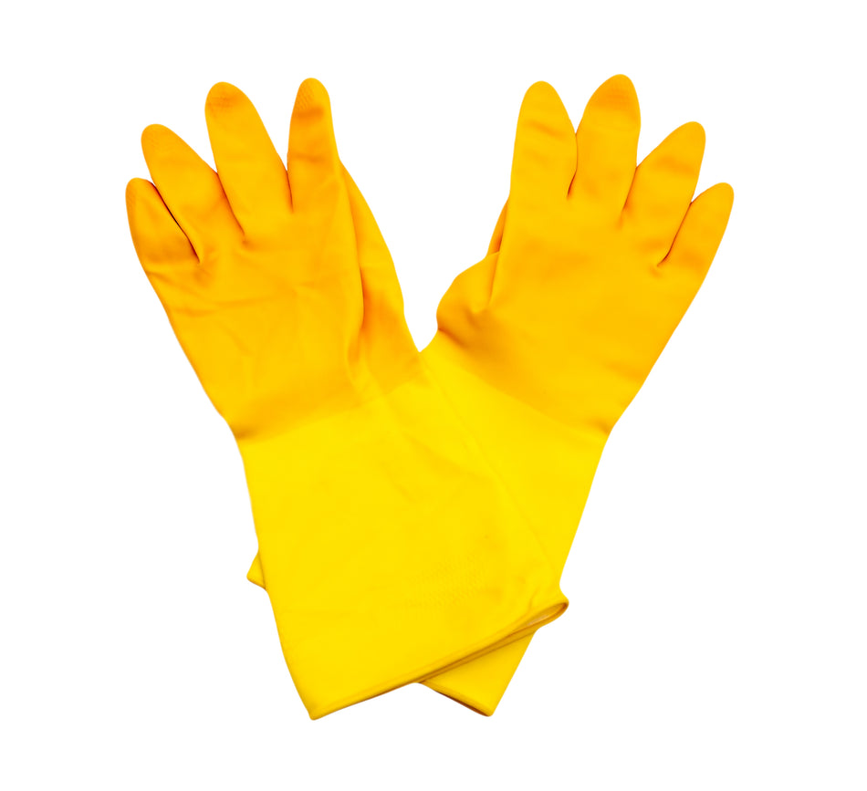 5 Pairs Rubber Gloves Yellow Size L