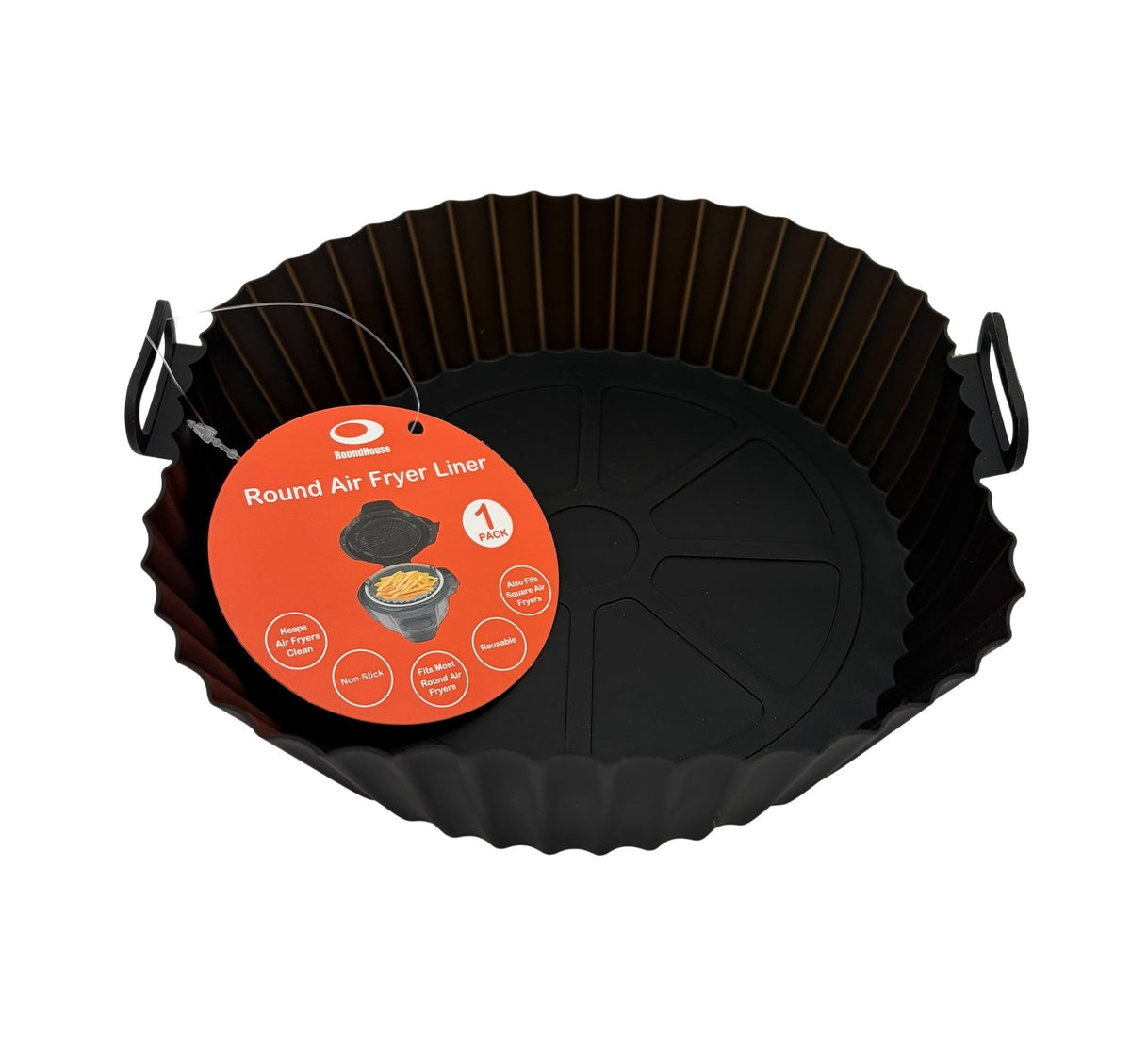 24pcs Round Silicone Air Fryer Liners in a round shape, perfect for reducing mess and keeping air fryers clean.