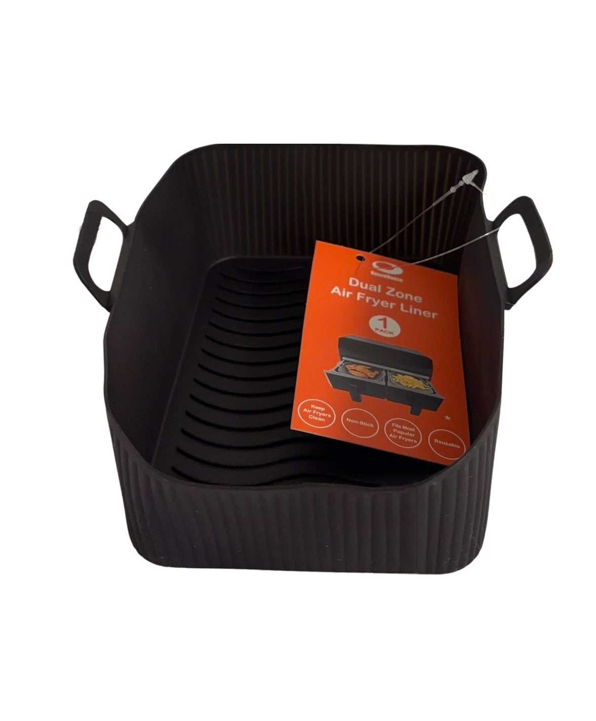 24pcs Rectangle Silicone Air Fryer Liners in a box, non-stick and easy to clean for air fryers.