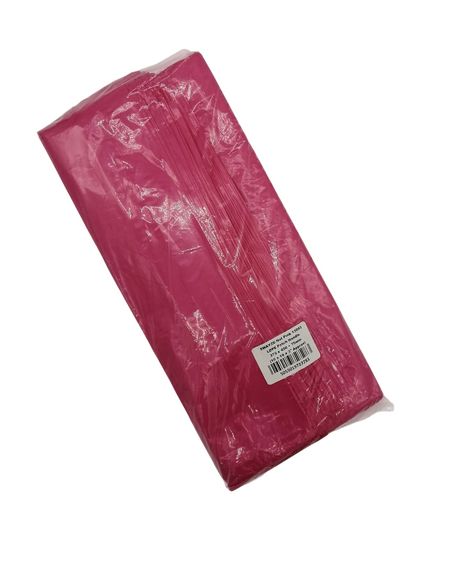 500 pcs 375mm x 450mm+75mm OBG Hot Pink Punch Out Patch Handle Carrier Bag in packaging.