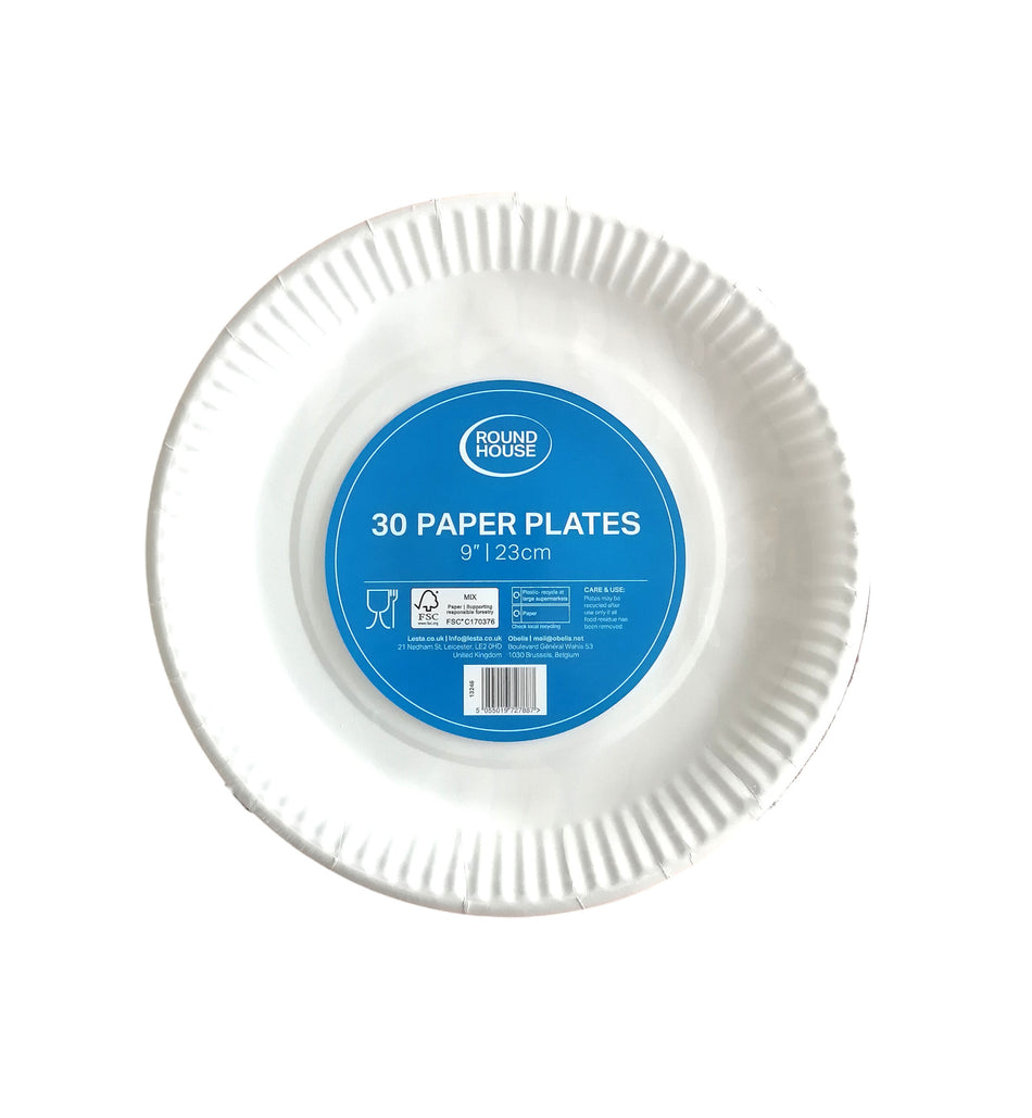 720 pcs (30 Per Pack) 9" (225mm) Round Paper Plates