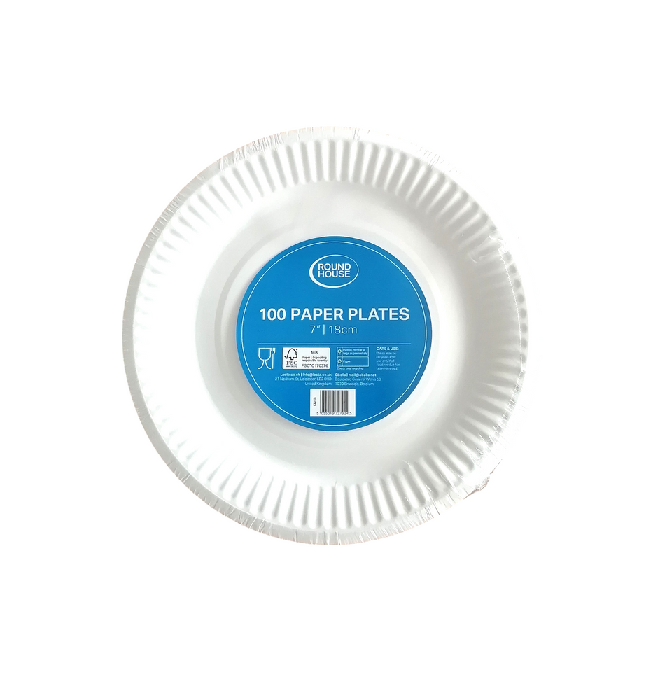 1000 pcs (100 Per Pack) 7" (178mm) Round Paper Plates