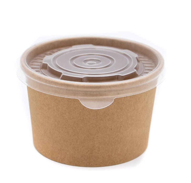 500 pcs (8oz) 225ml Kraft Takeaway Soup Container and Lids