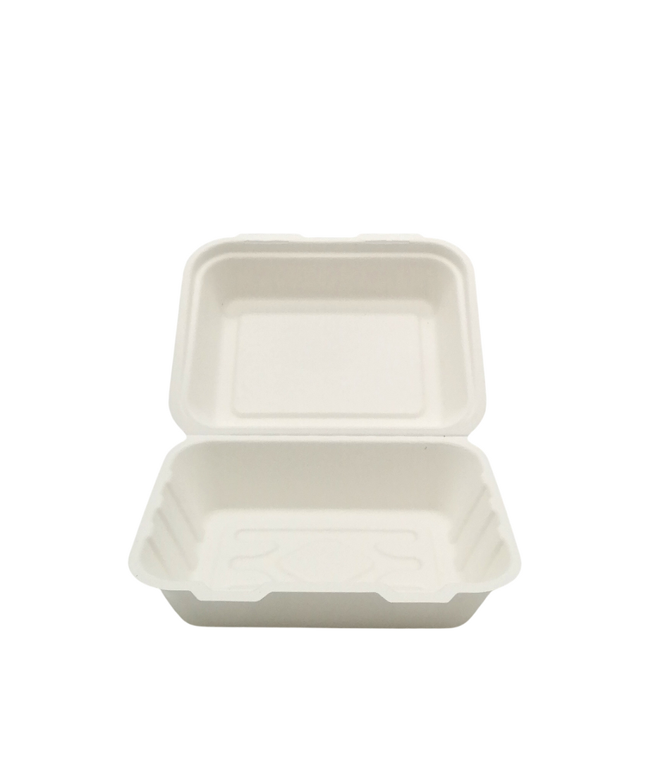 250 pcs 7.5" x 6" Bagasse Takeaway Meal Box