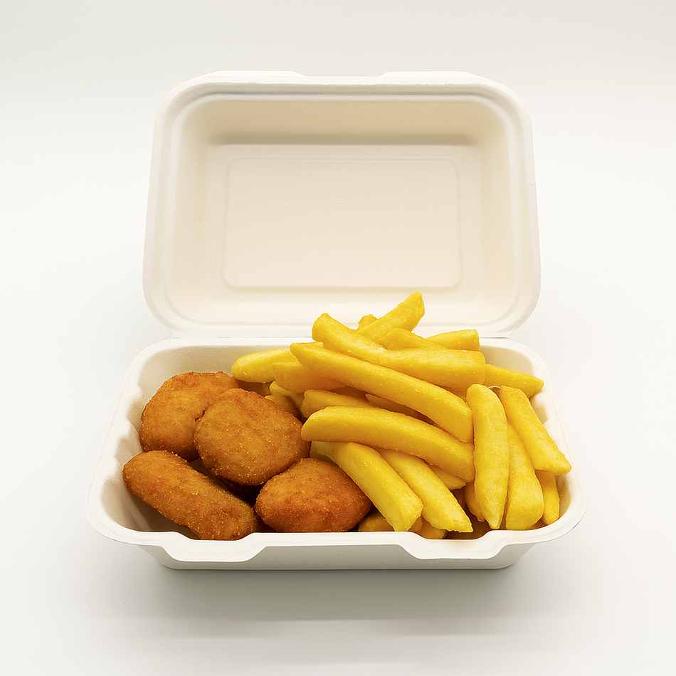 250 pcs 7.5" x 6" Bagasse Takeaway Meal Box