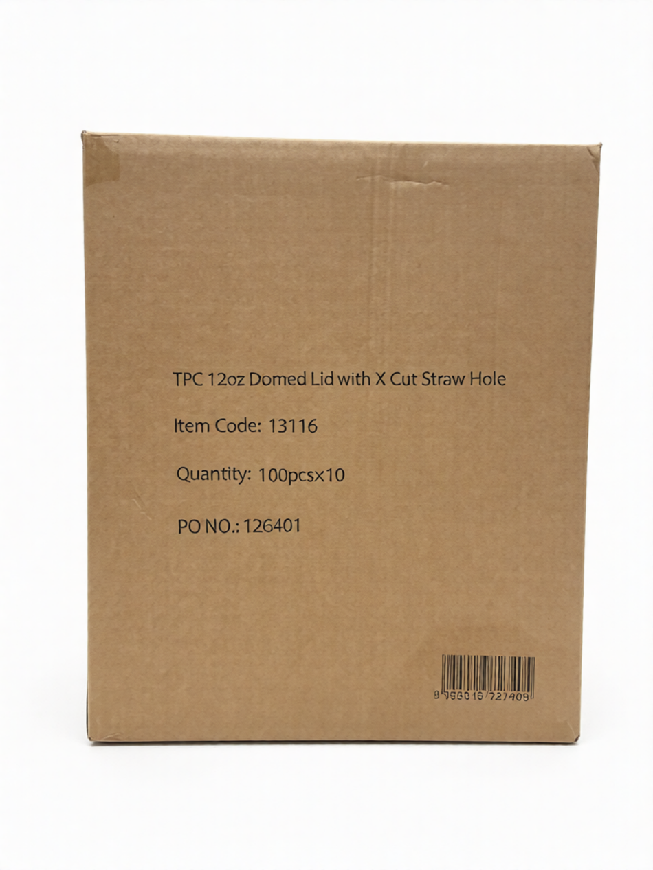 1000pcs 12oz Domed PET Lid with X Cut Straw Hole